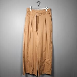 Ryegrass‎ Womens 14 High Rise Wide Leg Belted Dress Pants Tan Stretch Officecore